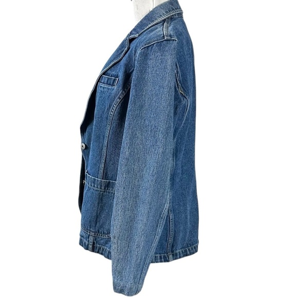 Vintage 90s Y2K Liz Claiborne Denim Blazer Size Small Jean Jacket Preppy Classic - Picture 7 of 12